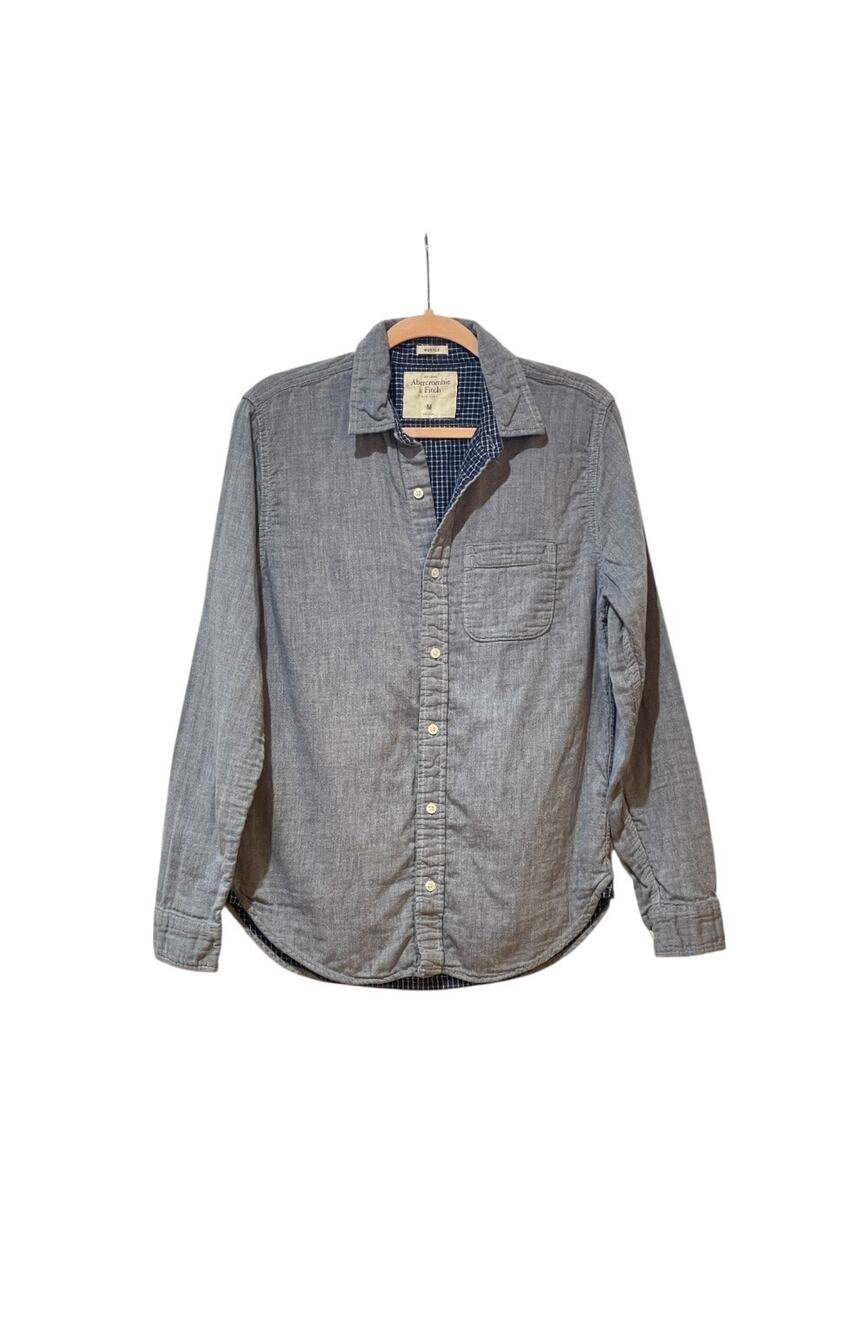 Abercrombie & Fitch Men's Long Sleeve Gray  Dress Shirt Muscle Medium
